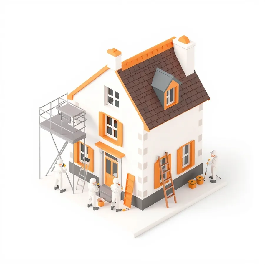 Travaux de peinture sur une maison dans le Nord — illustration